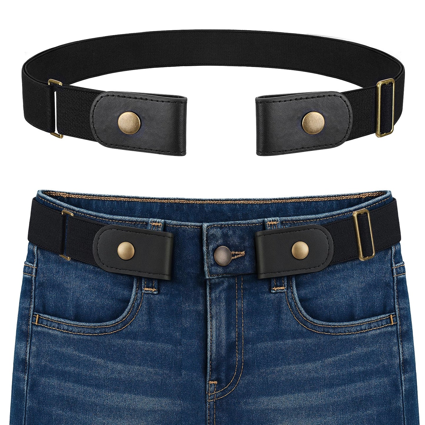 HOTBELTROAD No Buckle Elastic Belt for Men, Invisible Buckleless Stretch Belt for Men Women