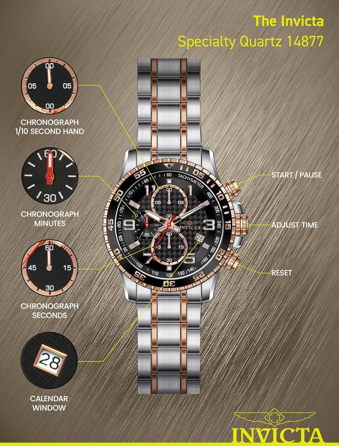HOTInvicta Specialty Stainless Steel Men's Quartz Watch - 45mm