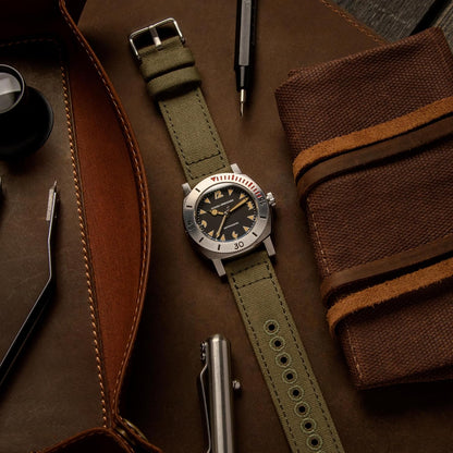 HOTArcher Watch Straps - Canvas Quick Release Watch Bands (Faded Olive, 22mm)