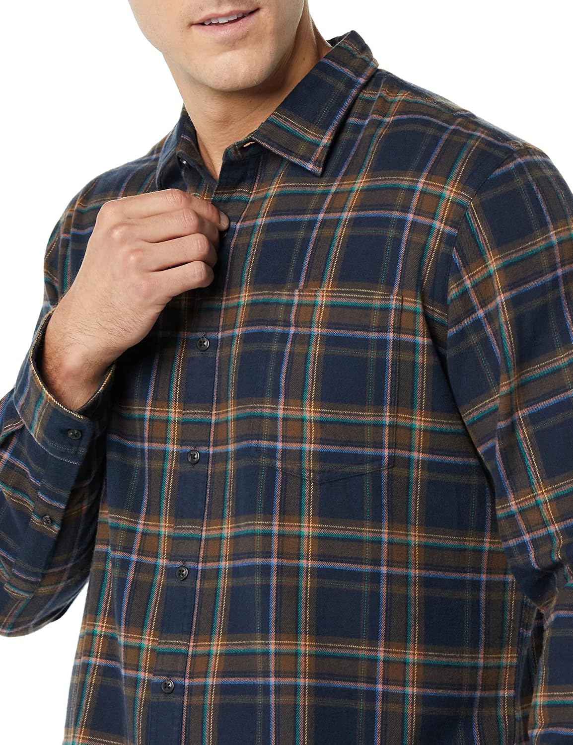 HOTAmazon Essentials Men's Slim-Fit Flannel Shirt, Long Sleeve Button Down Plaid