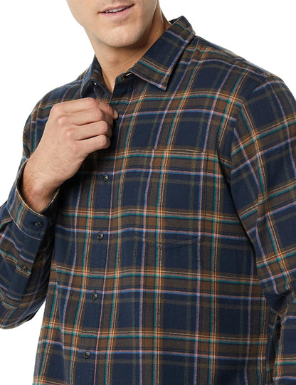 HOTAmazon Essentials Men's Slim-Fit Flannel Shirt, Long Sleeve Button Down Plaid