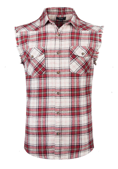HOTMen's Casual Flannel Plaid Shirt Sleeveless Plus Size Vest