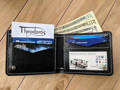 HOTTheodoros King Lion Leather Wallet for Men, Genuine Full Grain Leather Bifold Wallet, Handmade Hand-Tooled, Hand-Carved & Hand-Painted Wallet, RFID Blocking, Personalized Custom Gift for Men