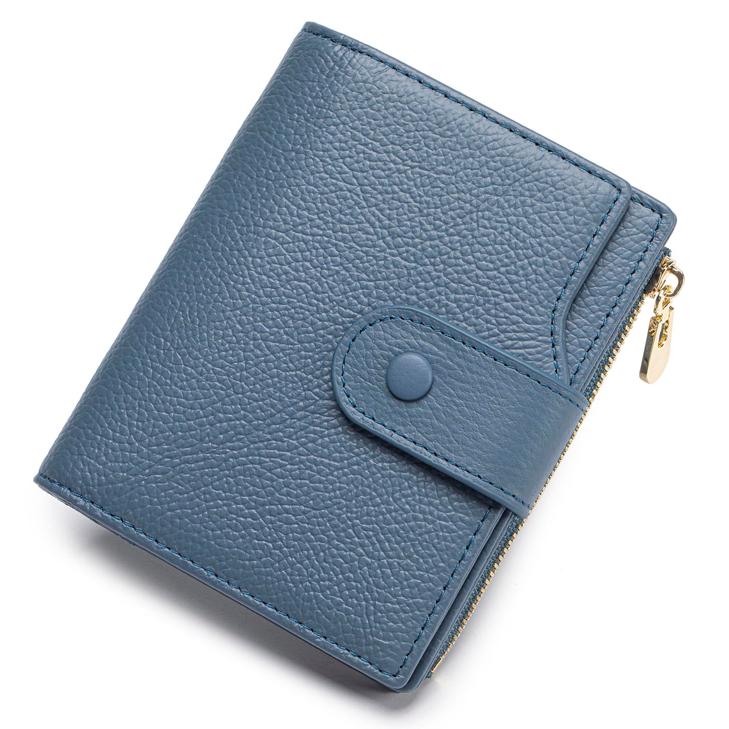 HOTGenuine Leather Wallets for Women RFID Blocking Bifold with Zipper Pocket, 2 ID Windows, 18 Card Slots, Red
