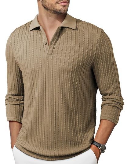 HOTJMIERR Mens Casual Polo Shirt Summer Short Sleeve Vacation Button Beach Knit Stretchy Golf Shirts