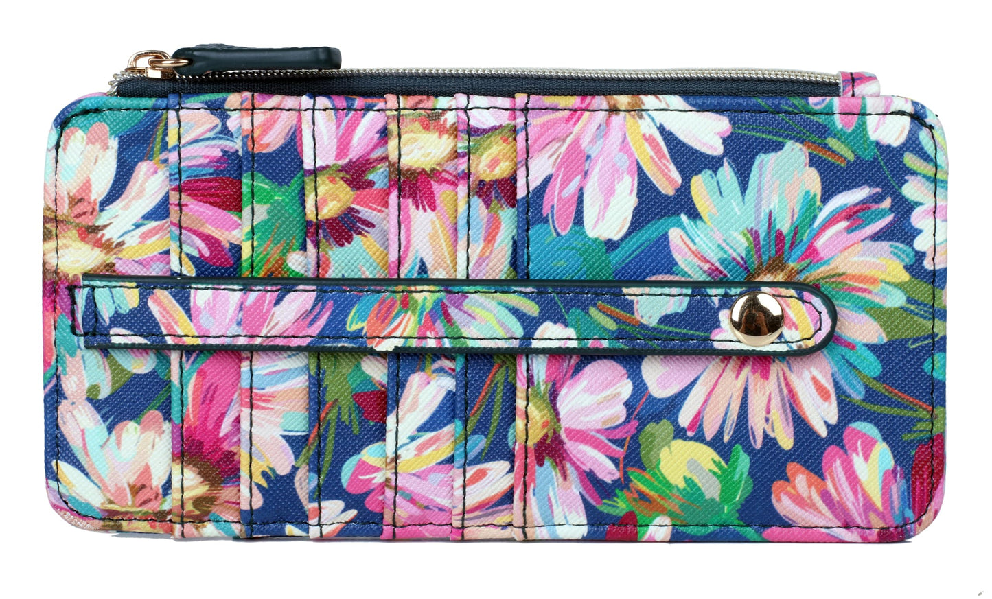 HOTJulia Buxton Vegan Leather Thin Card Case for Women with RFID Blocking, Compact Wallet with 6 Card Slots, ID Window & Zipper Pocket, Ideal Gift, Classic Sage