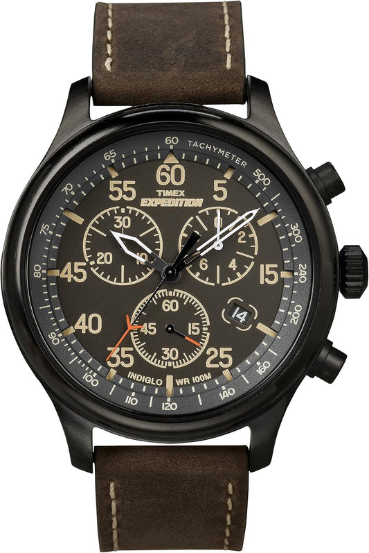 HOTTimex Expedition Field Chronograph 43mm Men’s Analog Watch | INDIGLO Backlight | Durable Comfortable Adjustable Strap | Rugged Outdoor Watch | 100M Water Resistance