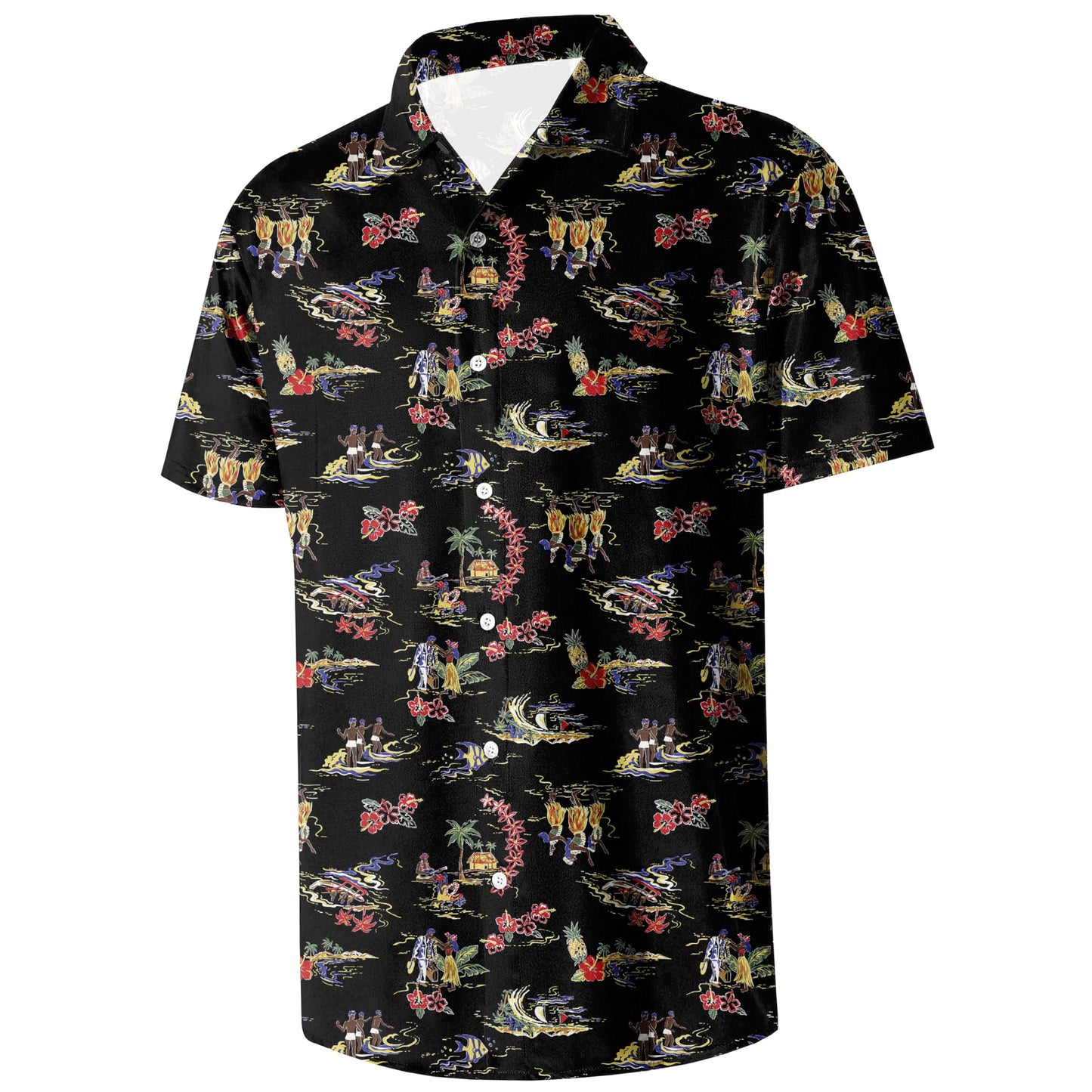 HOTMen's Casual Button Down Shirts Regular Fit Short Sleeve Hawaiian Shirt for Men