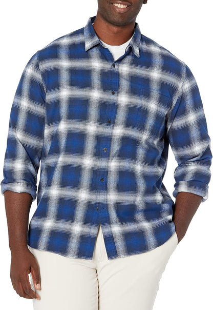 HOTAmazon Essentials Men's Slim-Fit Flannel Shirt, Long Sleeve Button Down Plaid