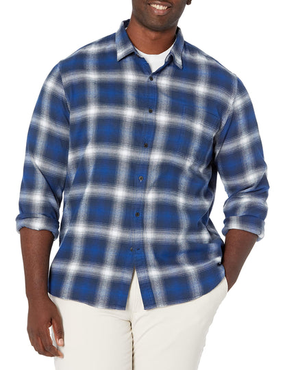 HOTAmazon Essentials Men's Slim-Fit Flannel Shirt, Long Sleeve Button Down Plaid