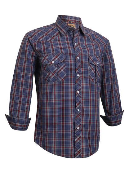 HOTCOEVALS CLUB Men's Western Pearl Snap Button Up Casual Cowboy Long Sleeve Two Pockets Work Shirts