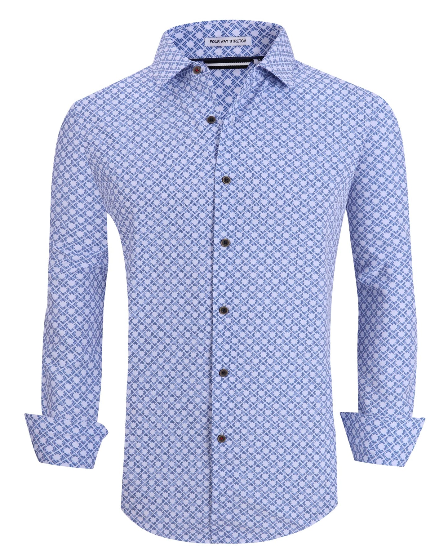 HOTAlex Vando Mens Wrinkle Free 4-Way Stretch Print Business Casual Shirt | Wrinkle resistant, Machine washable, Classic check Pattern, True-to-size cut, Business & Daily, Easy outfit pairing