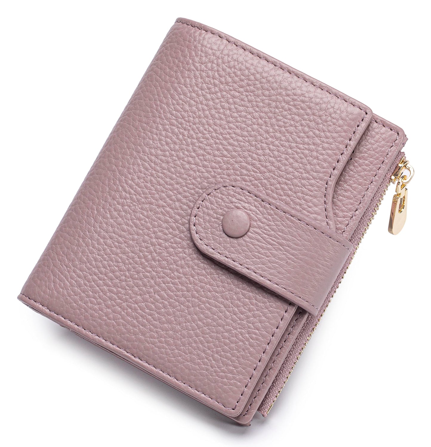 HOTGenuine Leather Wallets for Women RFID Blocking Bifold with Zipper Pocket, 2 ID Windows, 18 Card Slots, Red