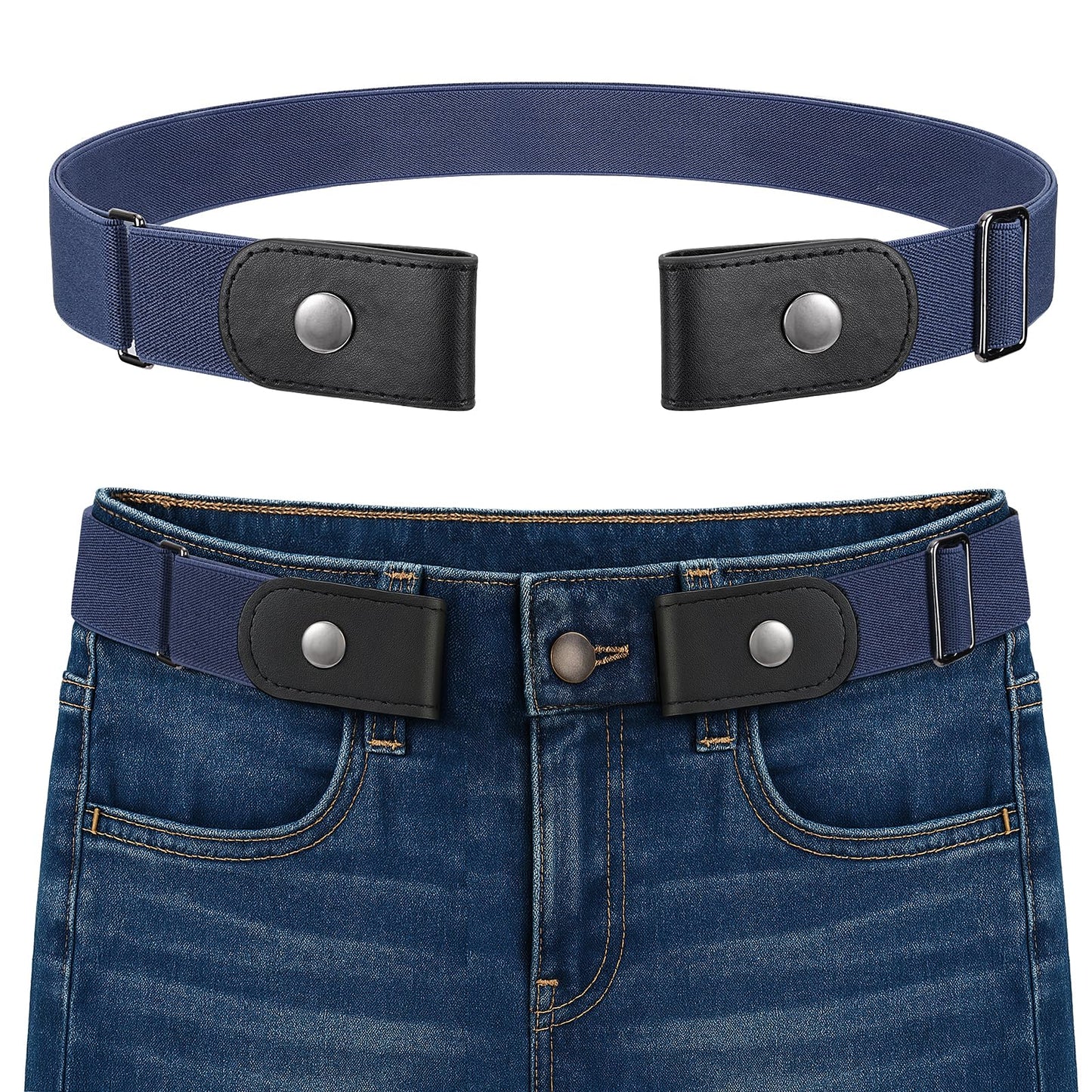 HOTBELTROAD No Buckle Elastic Belt for Men, Invisible Buckleless Stretch Belt for Men Women