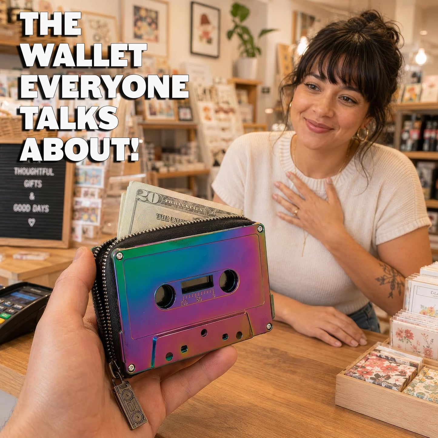 HOTFydelity Cute Retro Cassette Tape Wallet Kawaii Cool Gifts for Women Purse