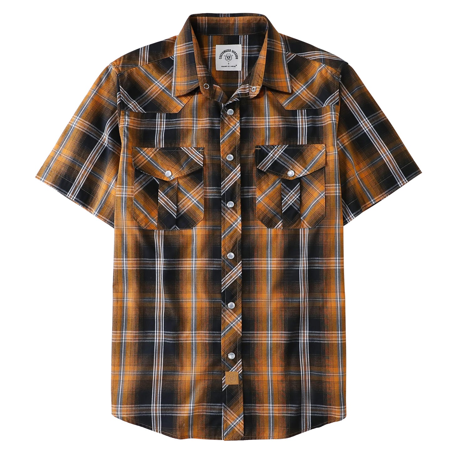 HOTDubinik® Western Shirts for Men Short Sleeve Plaid Pearl Snap Shirts for Men Button Up Shirt Cowboy Casual Work Shirt
