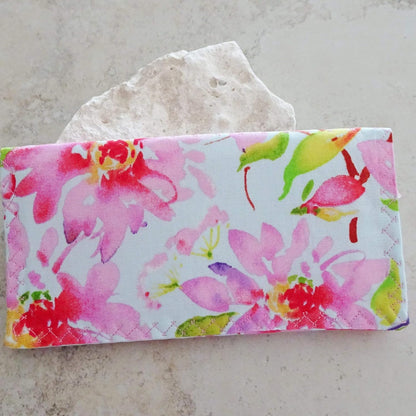 HOTCheckbook Cover - Billfold Wallet - Pink Floral Fabric Checkbook Organizer