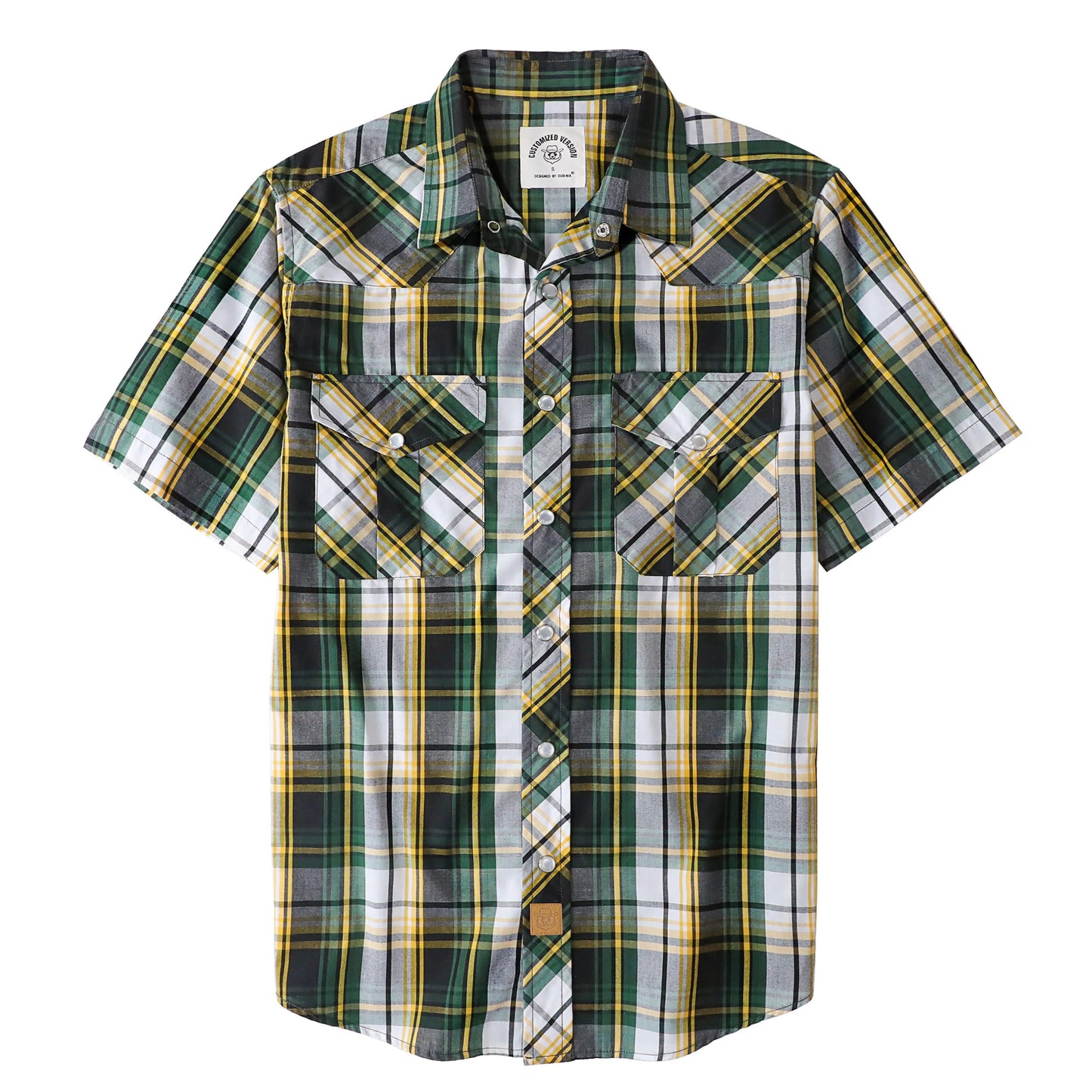 HOTDubinik® Western Shirts for Men Short Sleeve Plaid Pearl Snap Shirts for Men Button Up Shirt Cowboy Casual Work Shirt