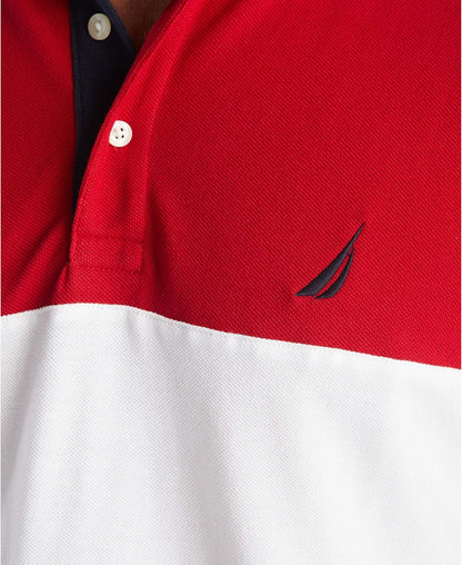 HOTNautica Men's Short Sleeve 100% Cotton Pique Color Block Polo Shirt
