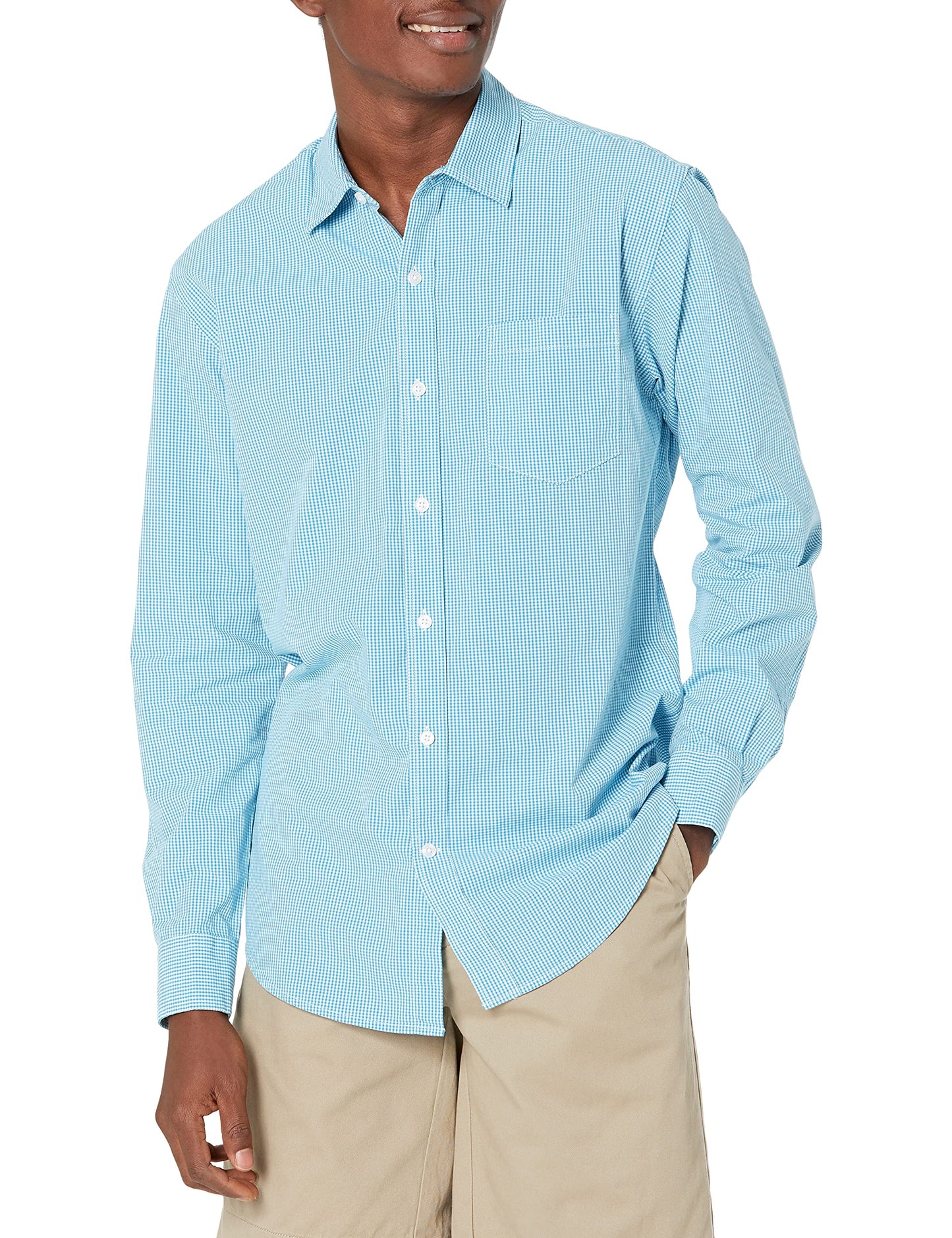 HOTAmazon Essentials Men's Regular-Fit Long-Sleeve Casual Poplin Shirt, Button Front, Business Casual, Collared