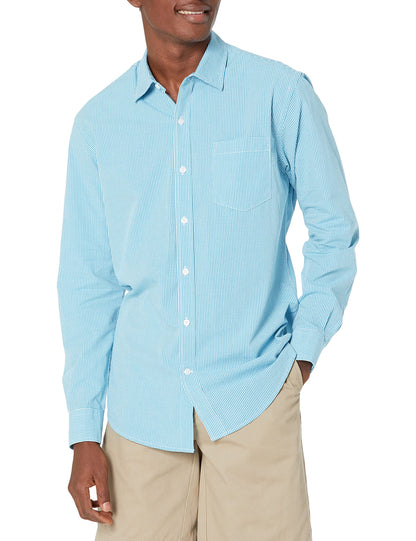 HOTAmazon Essentials Men's Regular-Fit Long-Sleeve Casual Poplin Shirt, Button Front, Business Casual, Collared