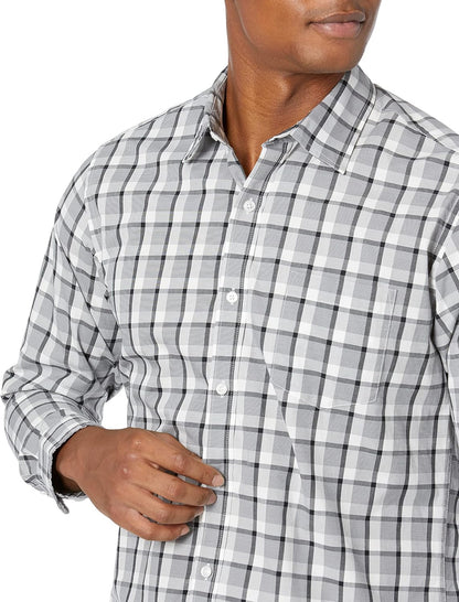 HOTAmazon Essentials Men's Regular-Fit Long-Sleeve Casual Poplin Shirt, Button Front, Business Casual, Collared