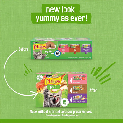 HOTPurina Friskies Wet Cat Food Pate Variety Pack Salmon Dinner, Turkey and Giblets Dinner and Mixed Grill - (2 Packs of 12) 5.5 oz. Cans