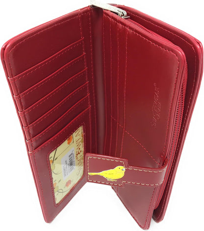 HOTShag Wear Book of Birds Large Women’s Wallet Red 7"