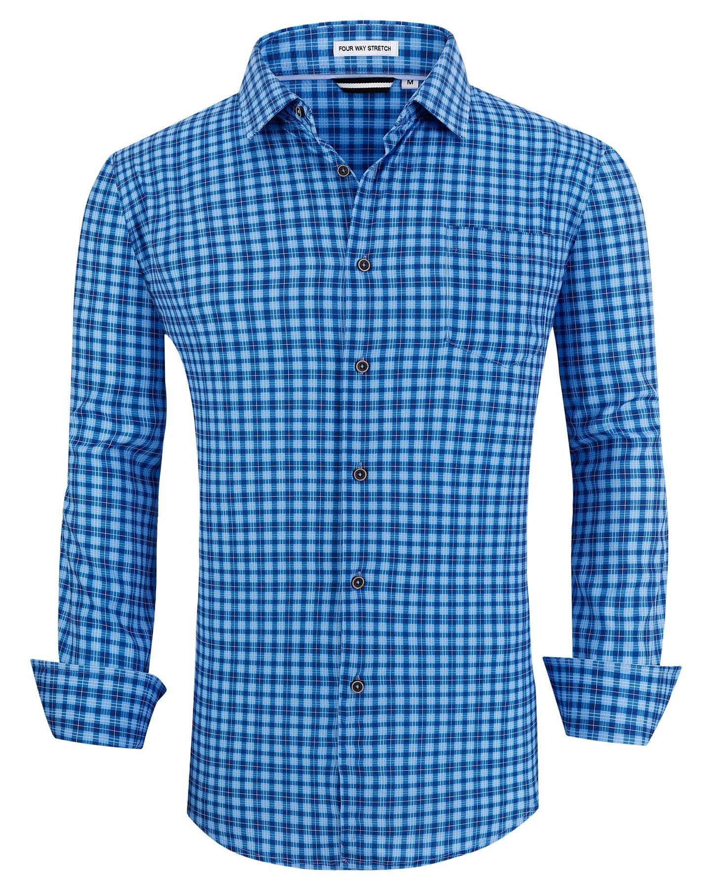 HOTAlex Vando Mens Wrinkle Free 4-Way Stretch Print Business Casual Shirt | Wrinkle resistant, Machine washable, Classic check Pattern, True-to-size cut, Business & Daily, Easy outfit pairing