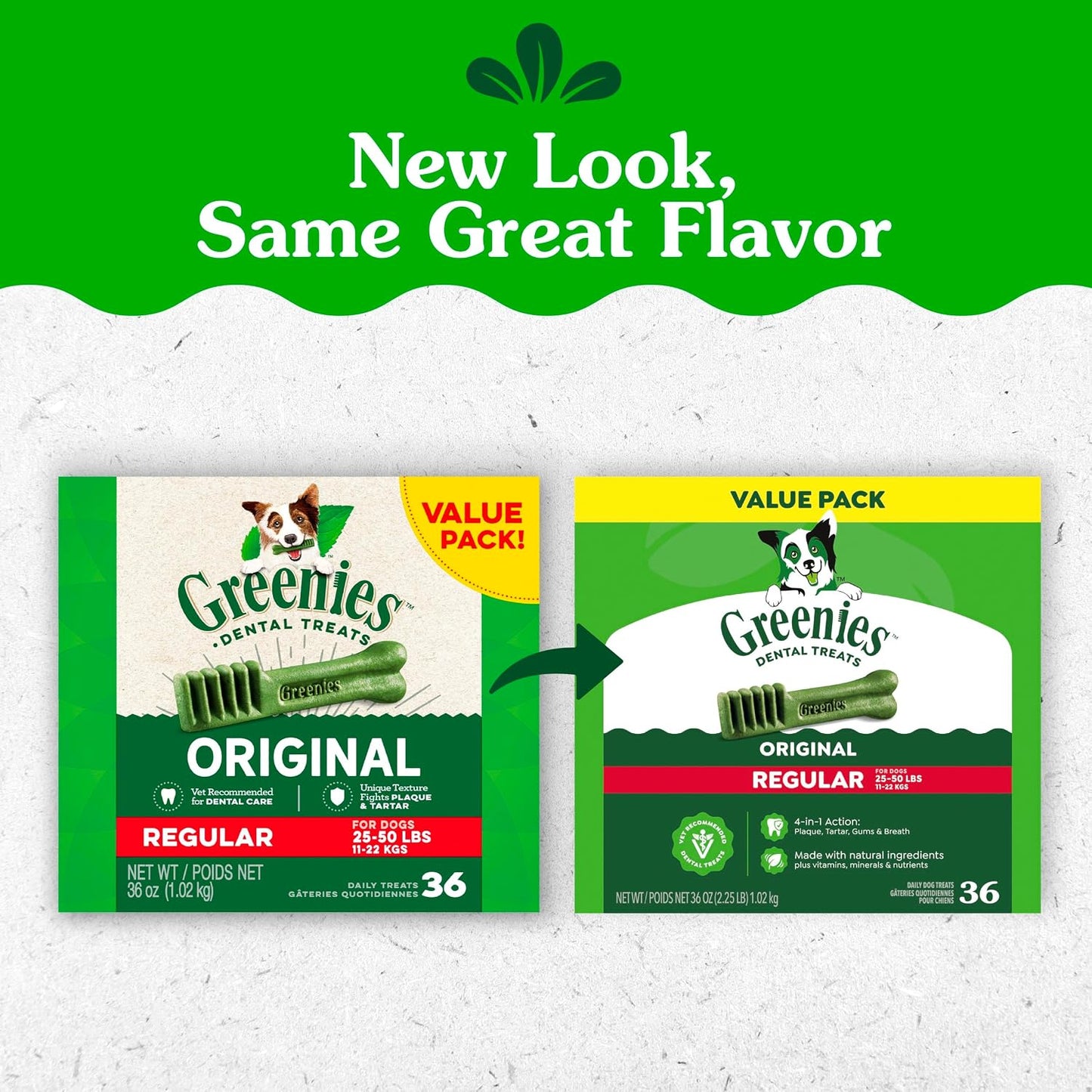 HOTGreenies Regular Dental Dog Treats, Original Chicken Flavor, 36 Count | Clinically-proven, veterinarian-recommended, 47% less tartar & 40% less plaque in 28 days, for dogs 25-50 lbs, 36 oz. Pack