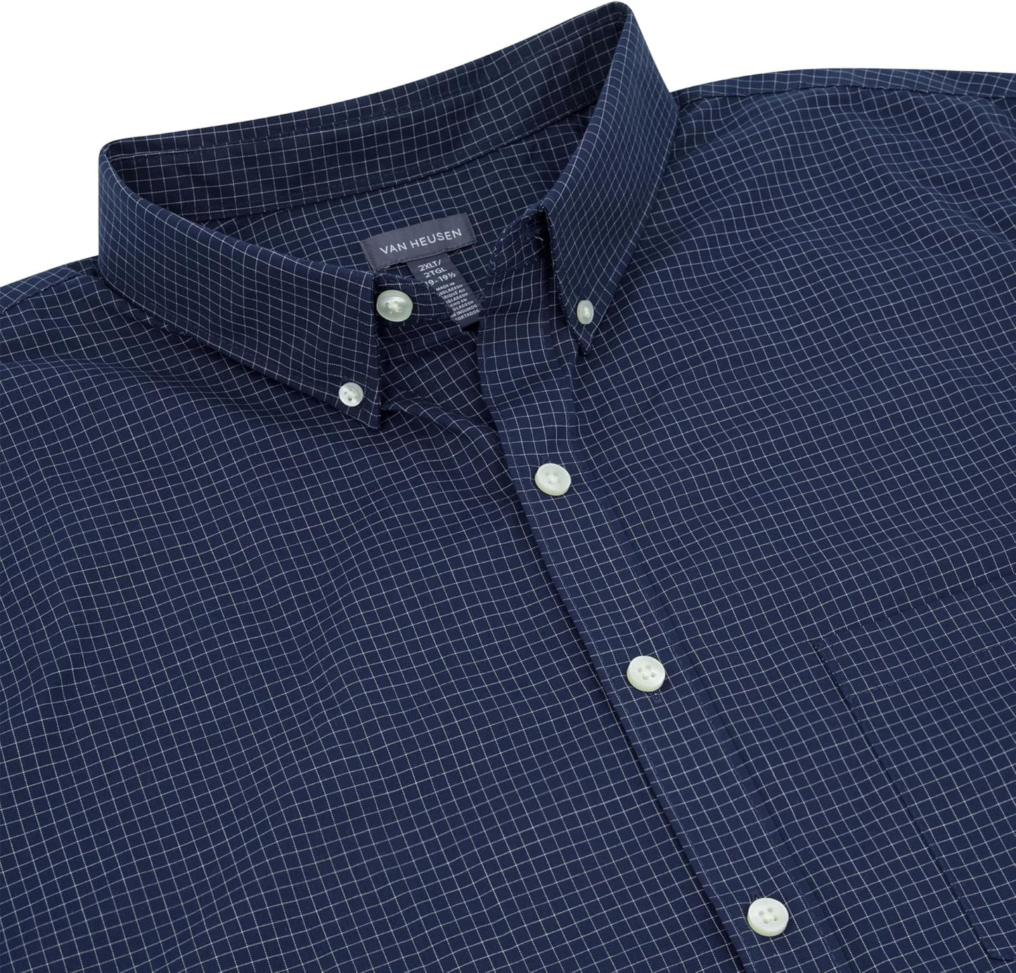 HOTVan Heusen Men's Big and Tall Wrinkle Free Short Sleeve Button Down Shirt, No-Tuck Length, Comfortable Stretch Fabric