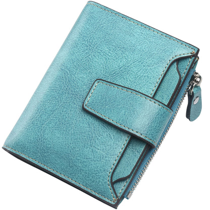 HOTLavemi Small Compact Women Wallet RFID Blocking Genuine Leather Bifold Purse with ID Windows