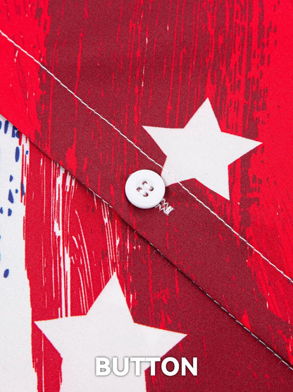 HOTYoimira 4th of July Shirts for Men,Patriotic Grunge Concept USA Flag Button-Down Casual Short Sleeve Hawaiian Shirts for Men