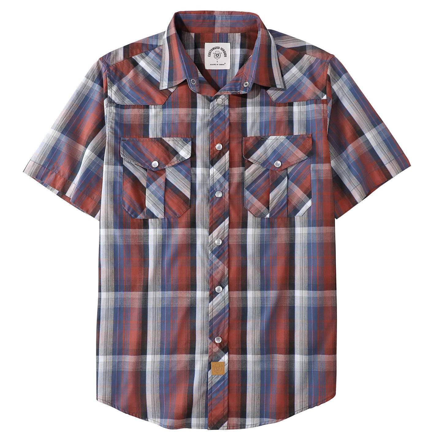 HOTDubinik® Western Shirts for Men Short Sleeve Plaid Pearl Snap Shirts for Men Button Up Shirt Cowboy Casual Work Shirt