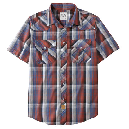HOTDubinik® Western Shirts for Men Short Sleeve Plaid Pearl Snap Shirts for Men Button Up Shirt Cowboy Casual Work Shirt