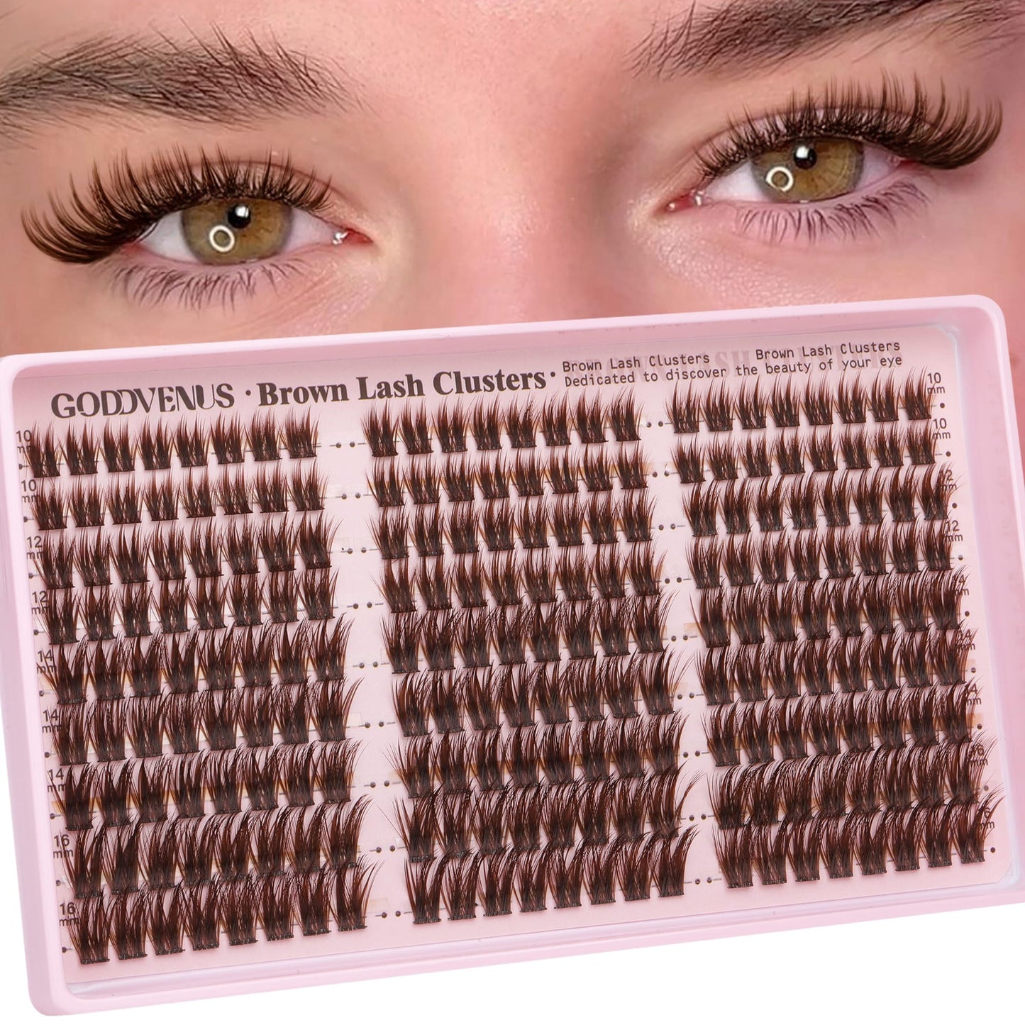 HOTGoddvenus Lash Clusters Kit Wispy Eyelash Clusters Lashes Natural DIY Lash Extension Kit 10-16mm Cluster Eyelash Extensions Kit 300pcs C Curl Individual Lashes Cluster Eyelash (No Tweezers)