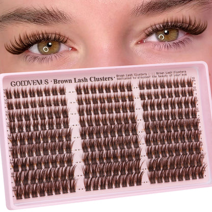 HOTGoddvenus Lash Clusters Kit Wispy Eyelash Clusters Lashes Natural DIY Lash Extension Kit 10-16mm Cluster Eyelash Extensions Kit 300pcs C Curl Individual Lashes Cluster Eyelash (No Tweezers)