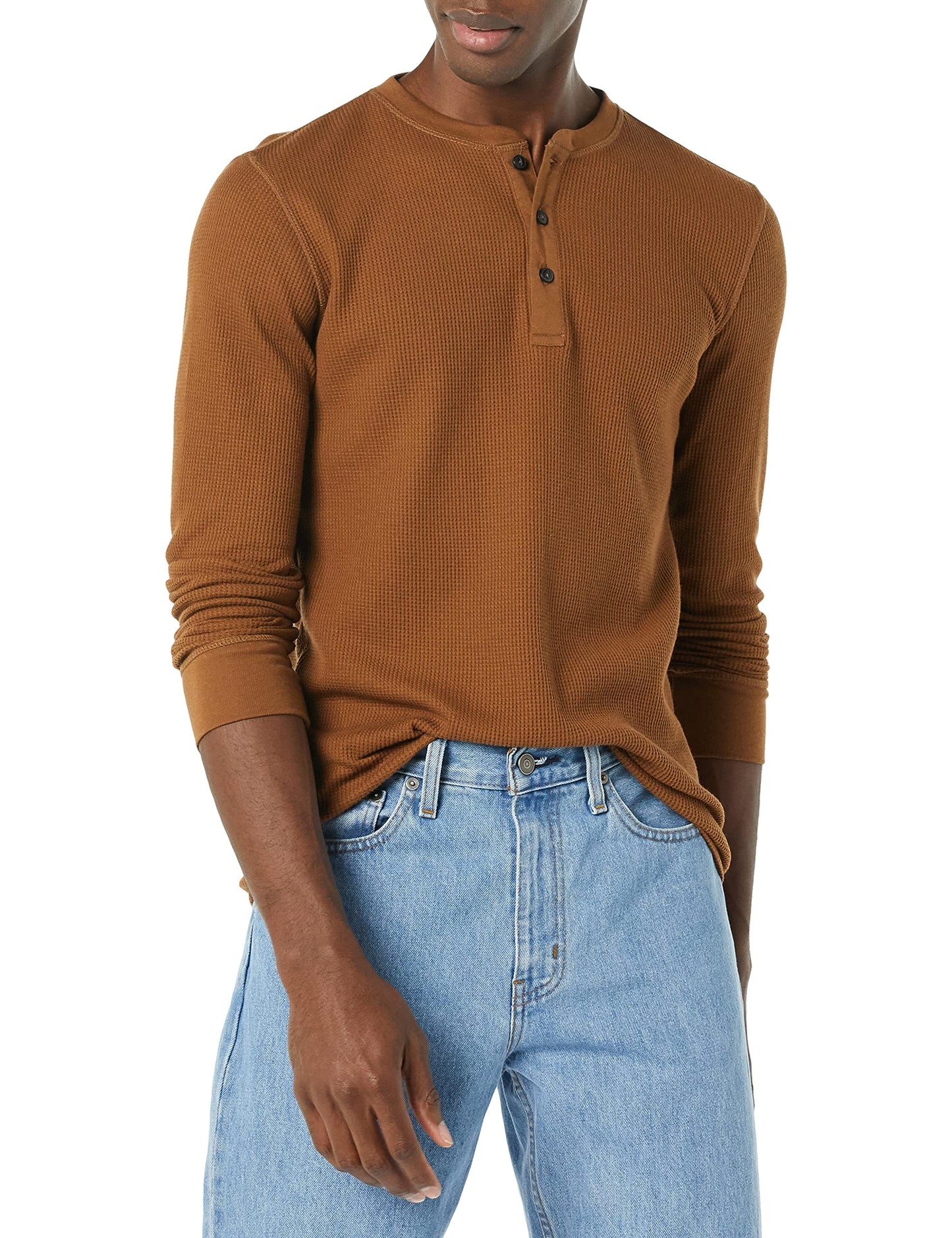 HOTAmazon Essentials Men's Long Sleeve Waffle Henley Shirt