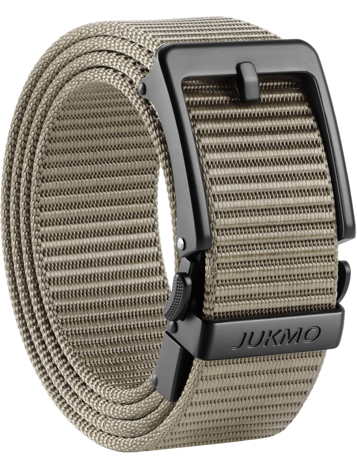 HOTJUKMO Men's 1.5" Ratchet Belt with Pin-Look Buckle for Jeans & Chinos | No-Hole Micro-Adjust Belt with Trim-to-Fit Nylon Webbing & Zinc Alloy Buckle – Perfect for Business Casual