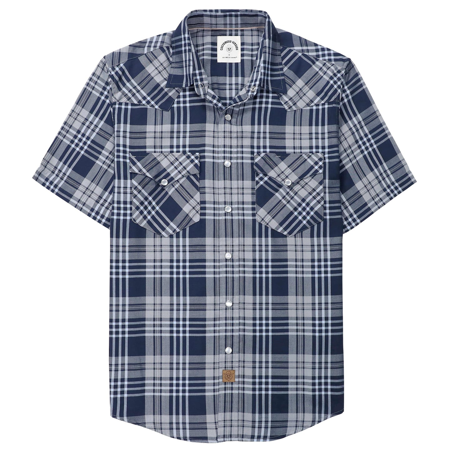 HOTDubinik® Viscose Made from Bamboo Mens Short Sleeve Shirts Plaid Shirt Western Cowboy Pearl Snap Casual Plaid Shirts for Men
