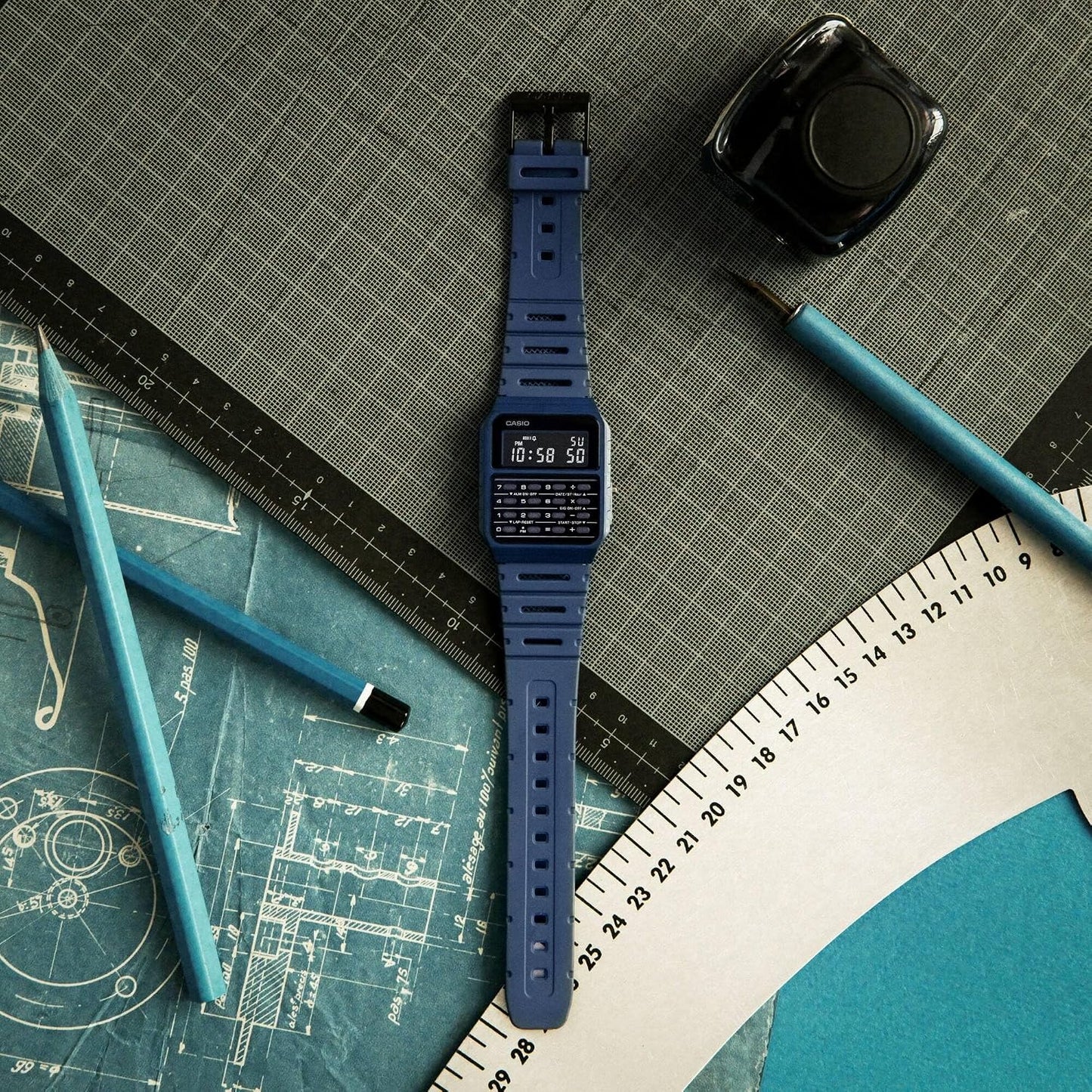 HOTCasio CA-53WF-2B Calculator Blue Digital Mens Watch Original New Classic CA-53
