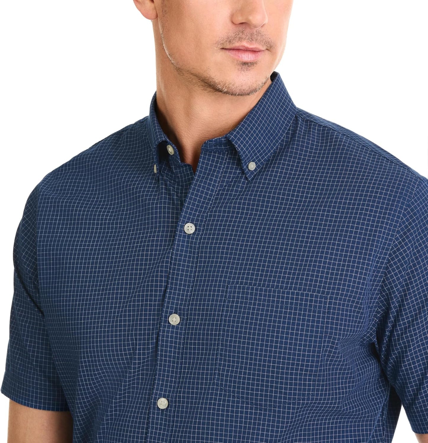 HOTVan Heusen Mens Wrinkle Free Short Sleeve Button Down Check Shirt