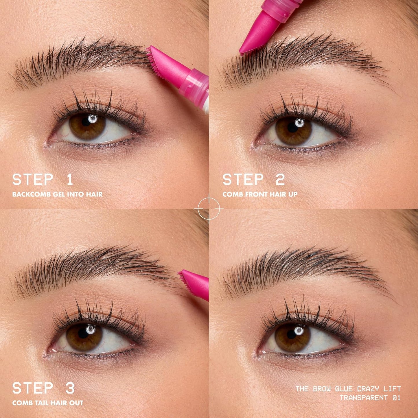 HOTNYX PROFESSIONAL MAKEUP The Brow Glue Crazy Lift, Brow Lamination Gel with 16HR Strong Hold & Built-In Styling Comb - Clear Eyebrow Gel