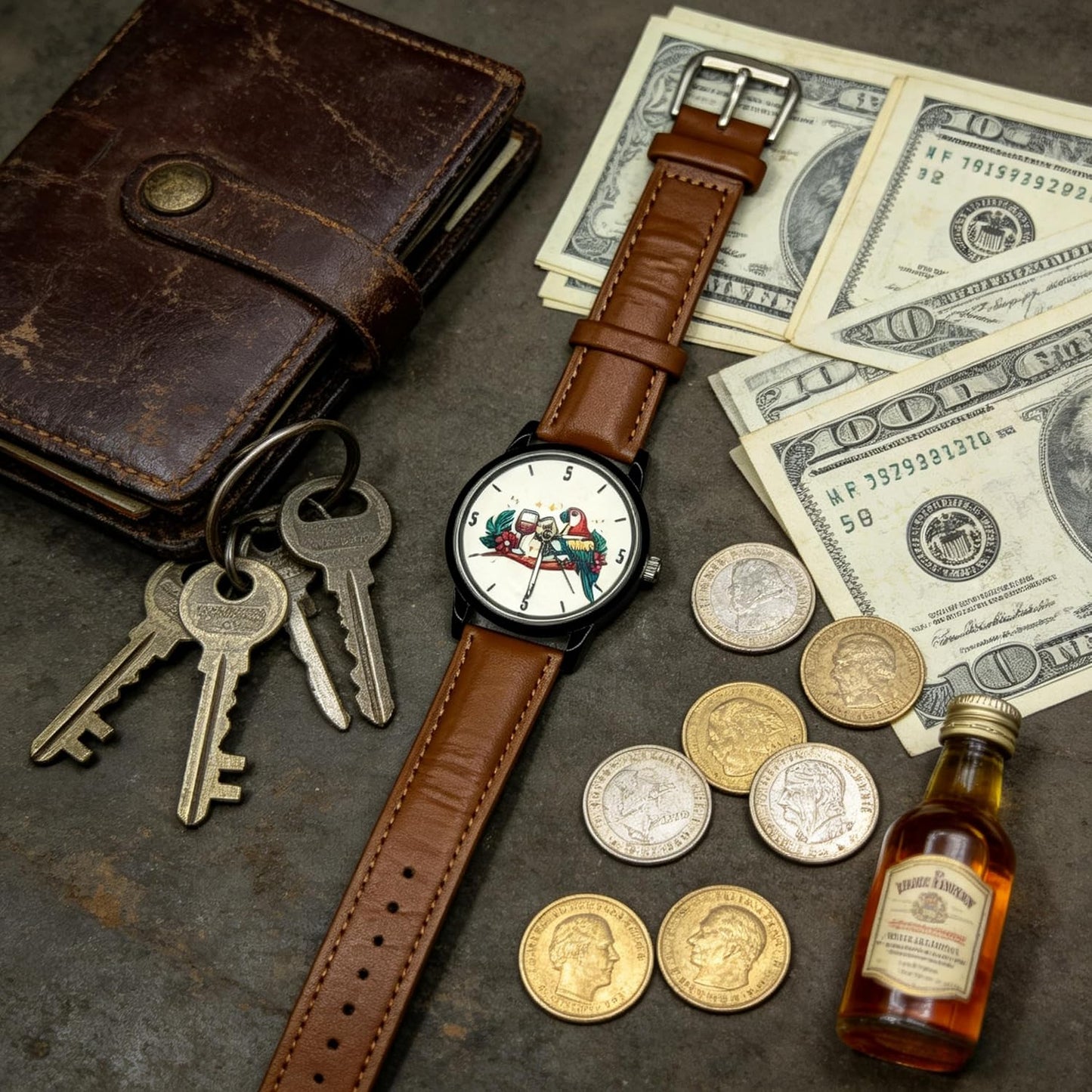 HOTCool Watch for Dad or Husband Retro Quartz Wrist Watch - Ideal Retirement Father‘s Day & Birthday Gift | Casual Vacation Style|Its 5 O‘Clock Somewhere Watch