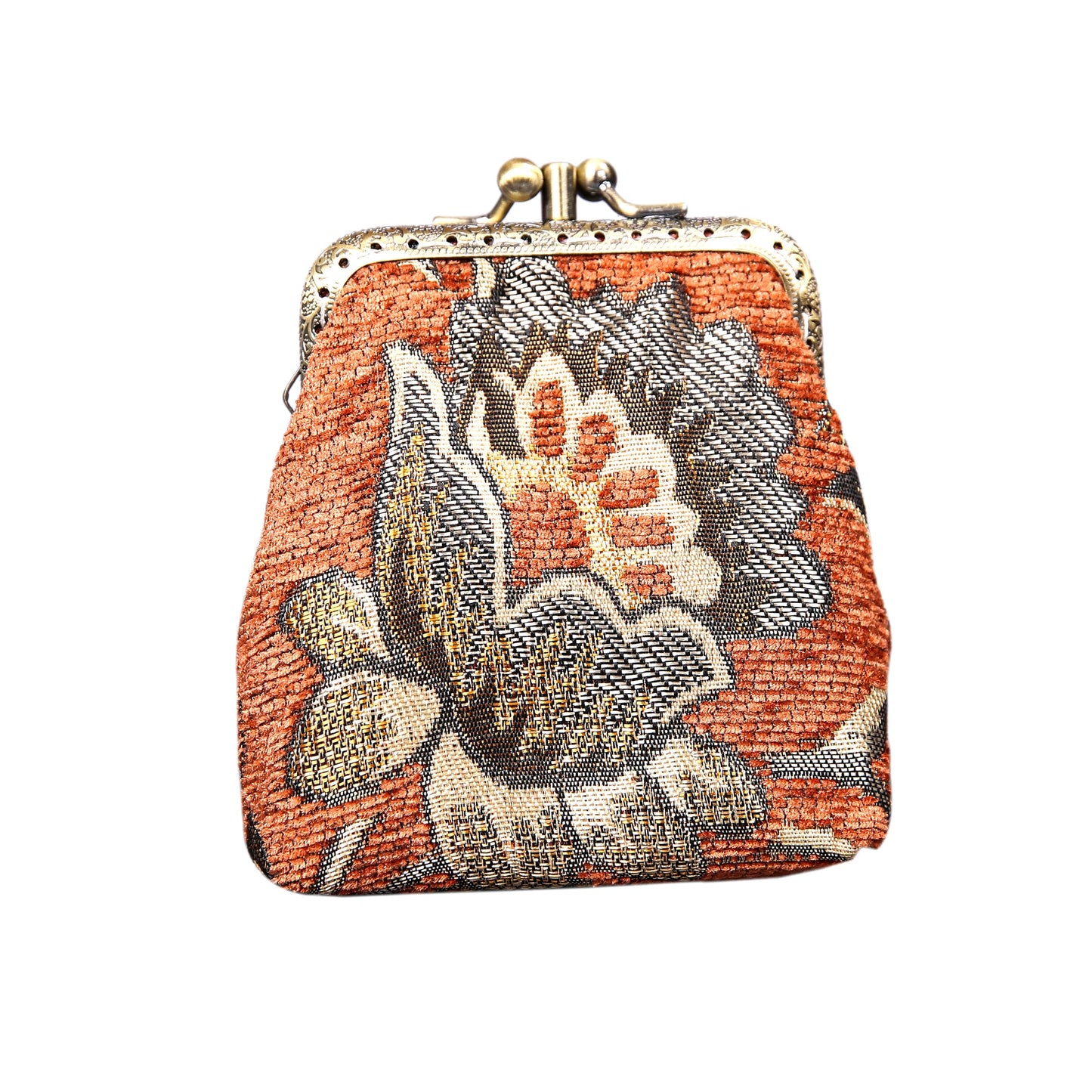 HOTCarpet Bag Double Kiss Clasp Coin Purse Pouch,Vintage Change Wallet Card Holder