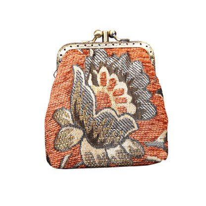 HOTCarpet Bag Double Kiss Clasp Coin Purse Pouch,Vintage Change Wallet Card Holder