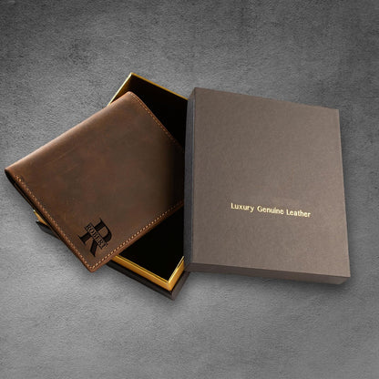 HOTPersonalized Leather Wallet for Men, Genuine Leather Trifold Wallet, Handmade Custom Wallet, Personalized Gift, Gift for Him, Gift for Dad, Anniversary Gift, Valentine's Day Gift,