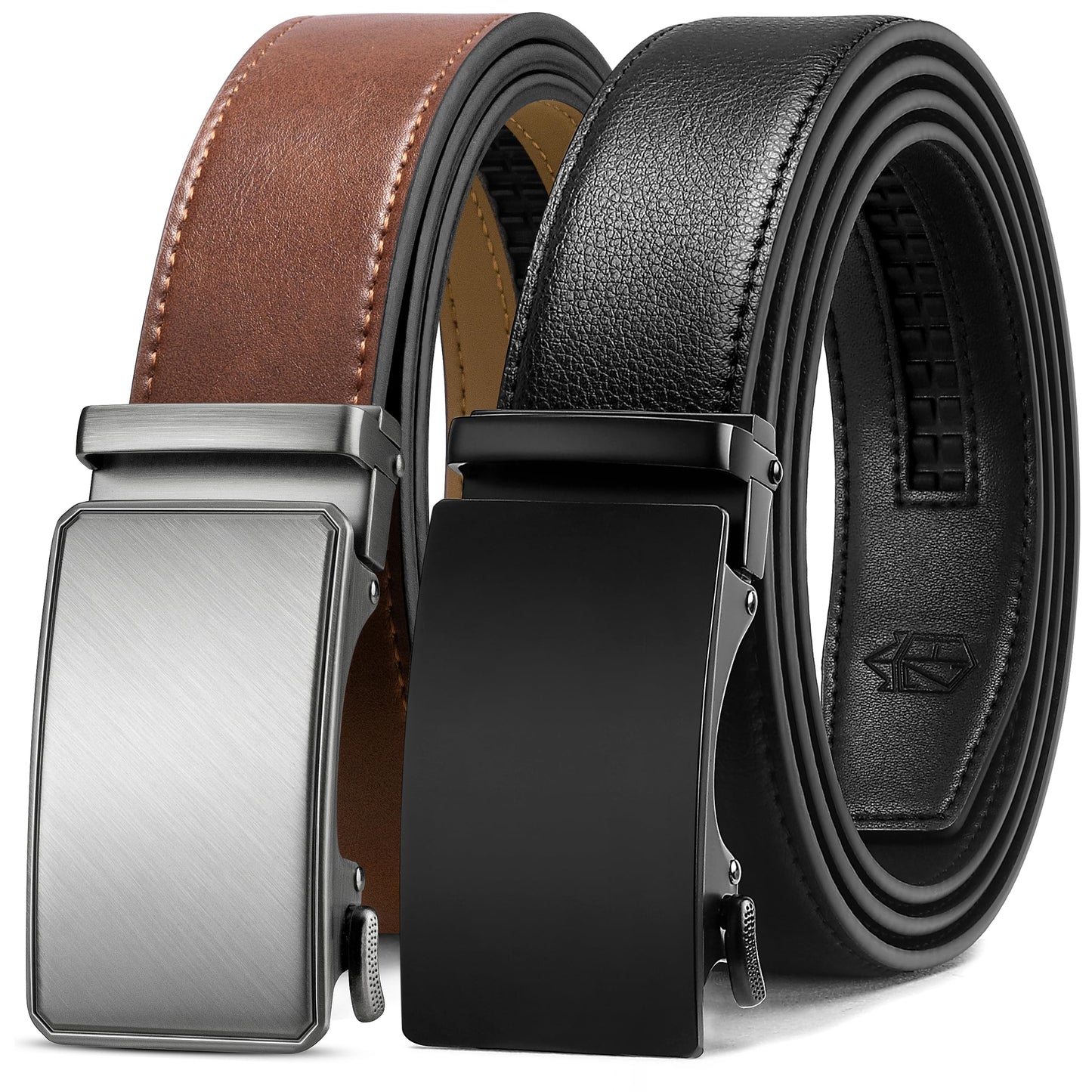 HOTZitahli Ratchet Belt for Men - 2 Packs Leather Mens belt For Gift Men Dress and Casual,Trim to Fit