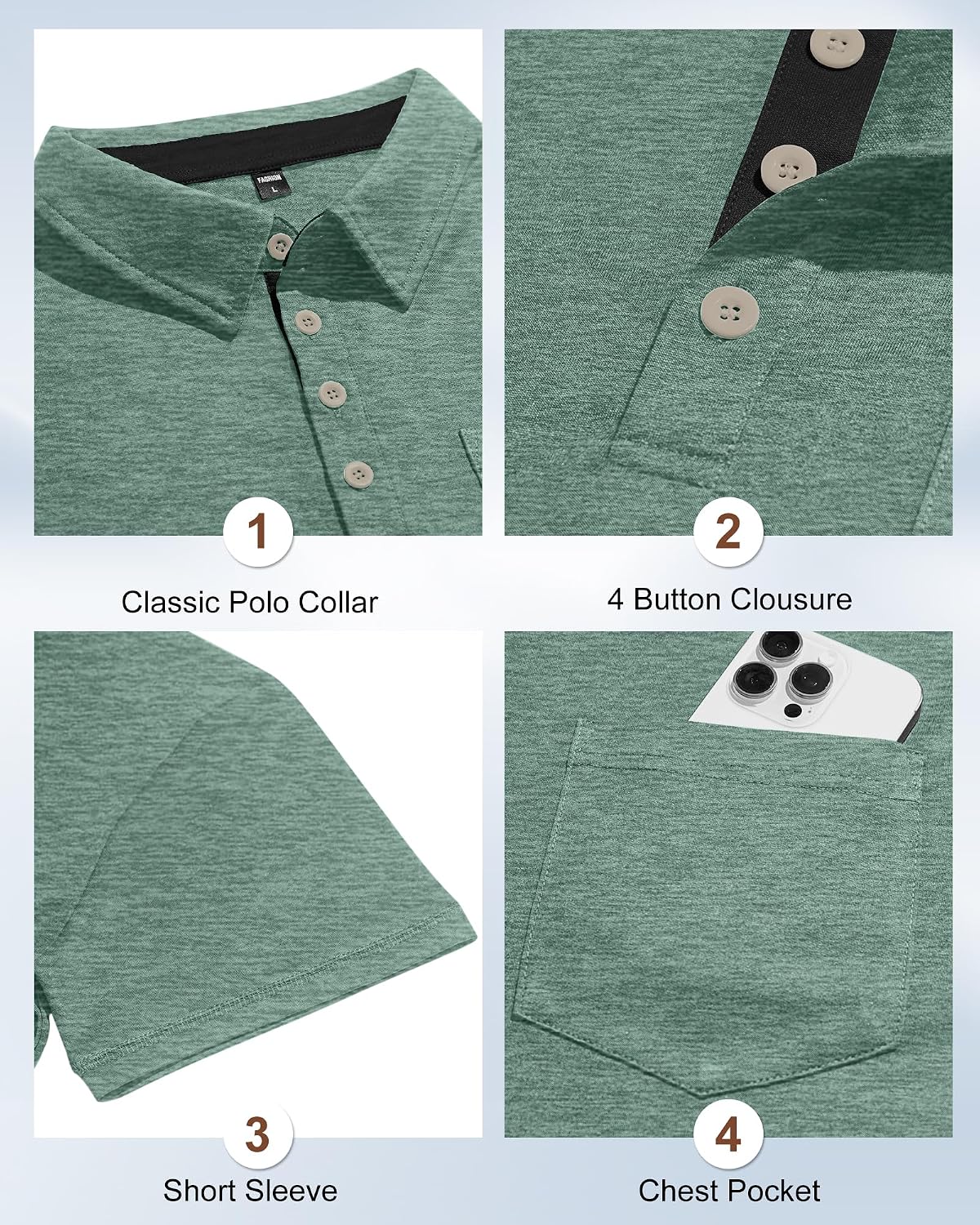 HOTMens Short Sleeve Polo Shirts Collared Business Casual Polo T Shirts with Pocket