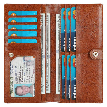 HOTLavemi Ultra Slim Thin Leather Women Wallet RFID Blocking Credit Card Holder Bifold Long Ladies Billfold